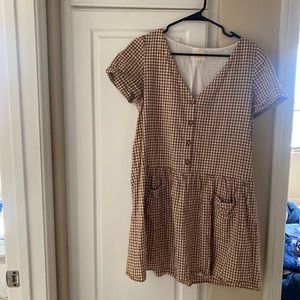 Sezane Lena Dress in Brown Gingham